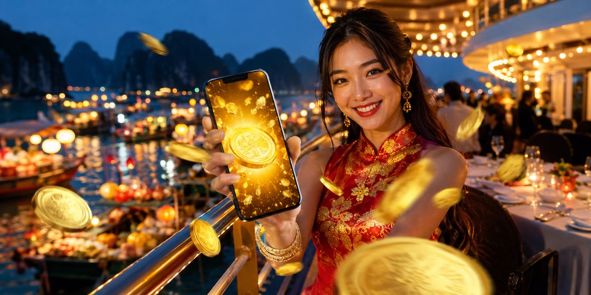 Người dùng Việt Nam trải nghiệm casino di động tại Hạ Long Bay với không khí lễ hội