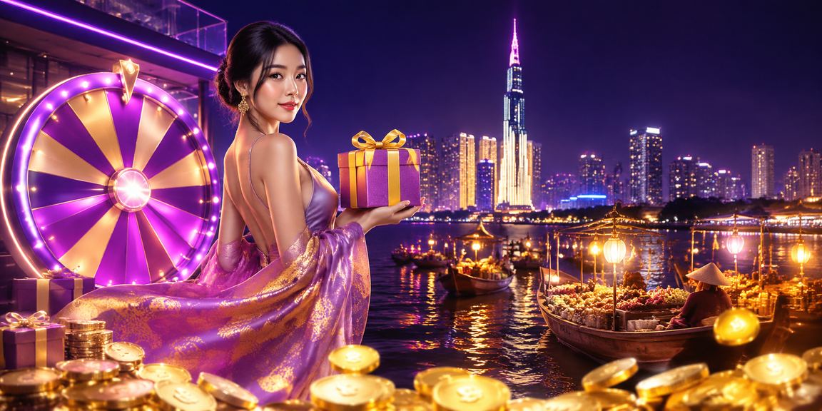 Bàn roulette sáng đèn neon tại TP.HCM trong không khí casino sôi động buổi tối